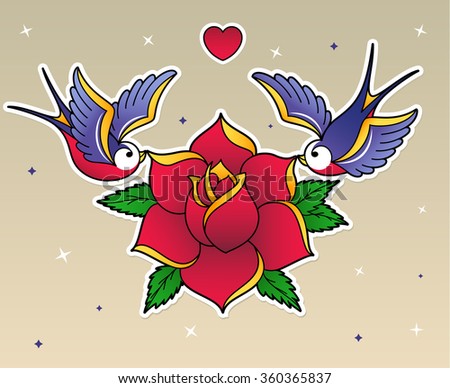 set old tattoo elements swallow stock vector 360365837 set old tattoo elements swallow stock vector 360365837