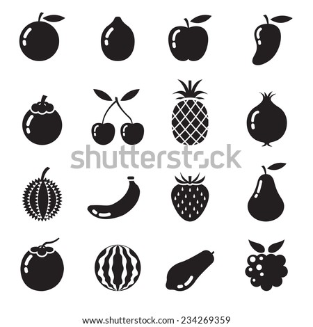 B&W Icons Set : Piece of Fruits
