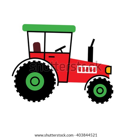 red tractor icon retro tractor flat design kids tractor vector illustration cute children
