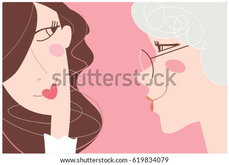 Mother and daughter portrait. Vector illustration
