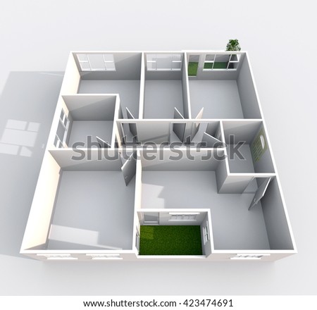 Empty Apartment Bathroom 3d interior rendering empty roofless home stock illustration Empty Apartment Bathroom 3d interior rendering empty roofless home stock illustration