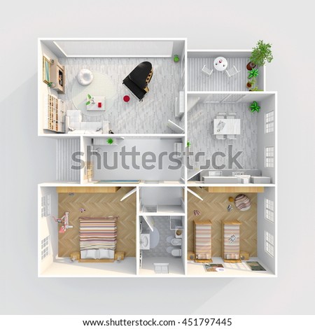 Apartment Room Plan 3d interior rendering furnished home apartment stock illustration Apartment Room Plan 3d interior rendering furnished home apartment stock illustration