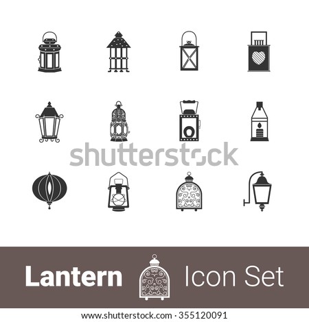 Lantern modern stylish icon set of 12 icons. EPS 10