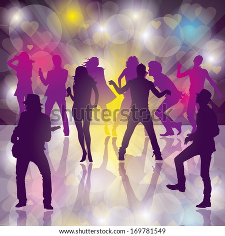 Silhouette Illustration Couples Dancing On Floor Stock Vector 348958865 ...