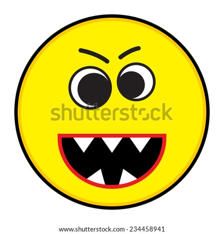 vector cartoon smiley emoticon face illustration in bright yellow, with ...