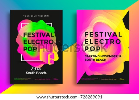 festival electro pop poster colorful vibrant stock vector 728289091 flyer gradient