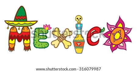 Mexico Doodle Icons Set Mexican Multicolor Stock Vector 316079987 ...