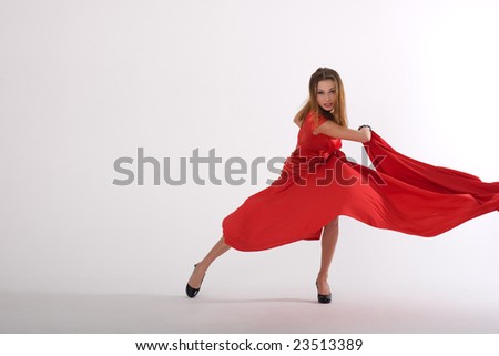 Sexy Lady Red Dress Studio Dancing Stock Photo 22265431 - Shutterstock