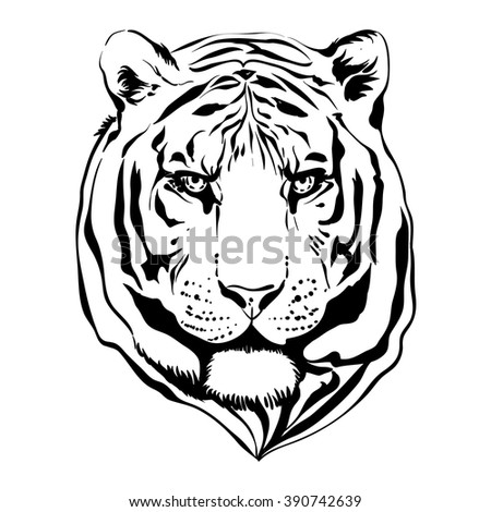 Tiger Outline Vector Stock Vector 142628098 - Shutterstock