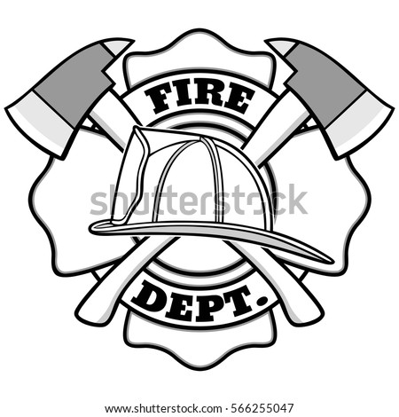 Firefighter Badge Illustration Stock Vector 566255047 - Shutterstock