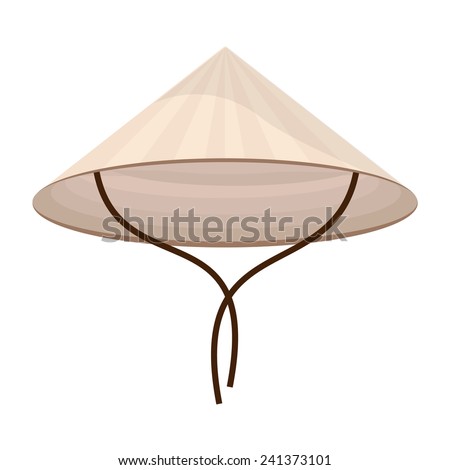 Chinese conical straw hat vector isolated on white