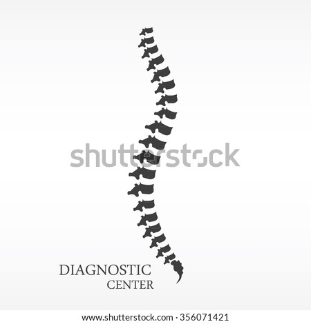 Vector illustration black silhouette spine diagnostic symbol, design, sign. Diagnostic center