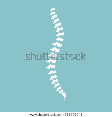 Vector illustration white spine diagnostic symbol, design, sign on blue background. Diagnostic center