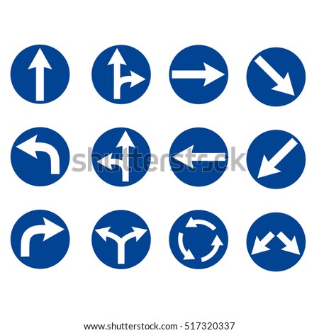 Raster Illustration Circle Blue Road Signs Stock Illustration 517320337 ...