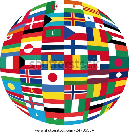 Illustration Globe Filled Different Flags Stock Vector 81139624 ...