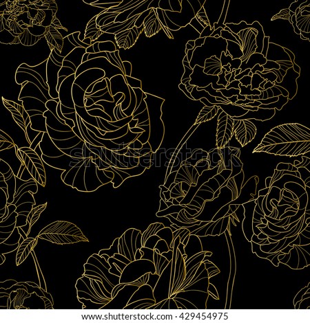 Set Vector Isolated Rose Flowers Black Stock Vector 428017759 ...