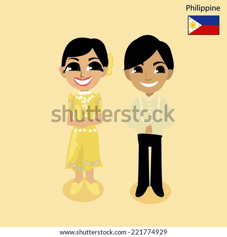 Filipinos National Dress Flag Man Woman Stock Vector 379354516 ...