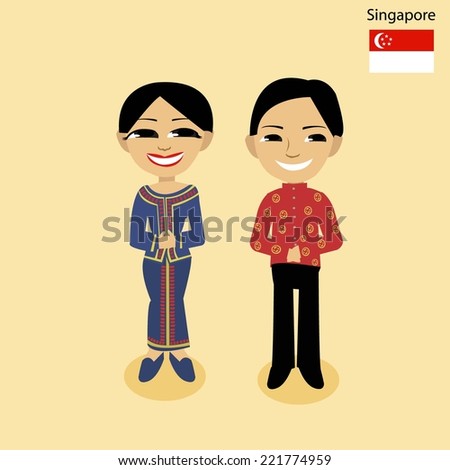 Thailand Boy Girl Traditional Costume Stock Vector 237774232 - Shutterstock