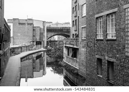 Birmingham canal old line view from ludgate hill black and white photography Birmingham canal old line view from ludgate hill black and white photography