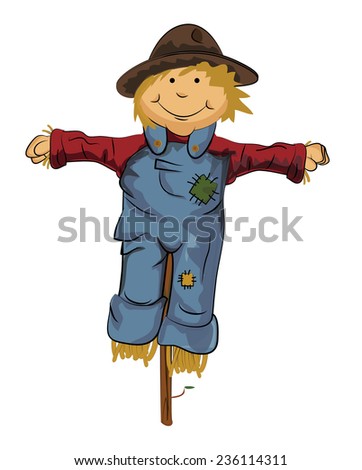 Cute Scarecrow. a happy looking hay cartoon scarecrow out on the fields ...