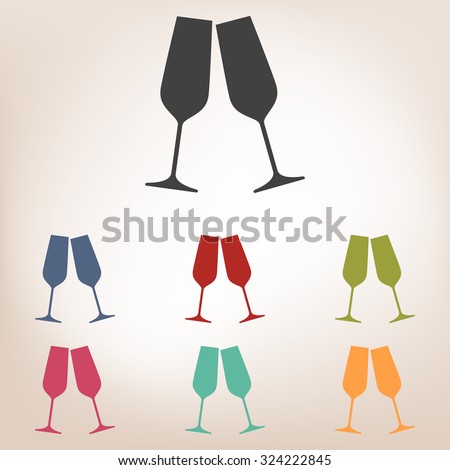Conceptual vector illustration of sparkling champagne glasses.