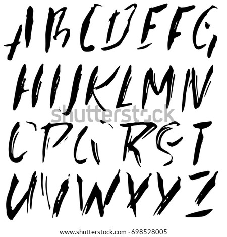 Hand Drawn Fontbrush Stroke Alphabetgrunge Style Stock Vector 141436729 ...