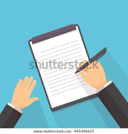 Man Signs Document Stamped Handle Puts Stock Vector 237498064 ...