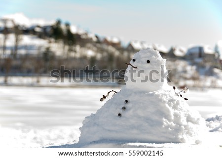 chubby snowman and de focused background