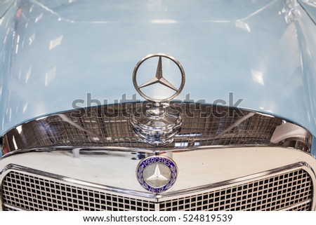 Nadarzyn, Poland, November 20, 2016, Warsaw Moto Show: Mercedes Benz emblem