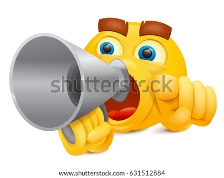 Emoj Yellow Cartoon Character Megaphone Vector Stock Vector 631512884 ...