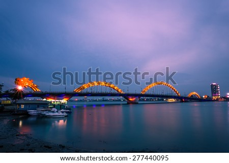 DANANG, VIETNAM, MAY 07, 2015. Dragon River Bridge, Cau Rong ( Rong Bridge) in Da Nang, Vietnam