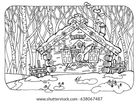 Download Coloring Page Adults Illustration Russian Fairytale Stock Vector 638067487 - Shutterstock