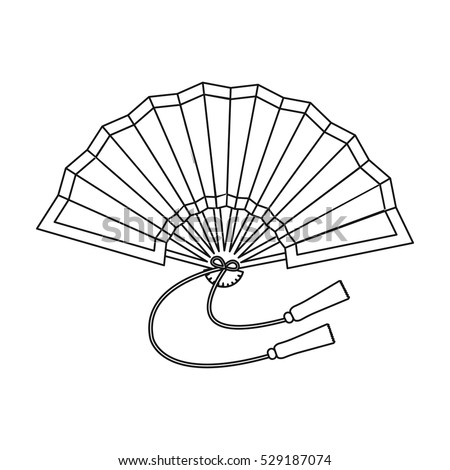 Folding Fan Icon Outline Style Isolated Stock Vector 529187074 ...