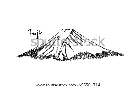 Vector Illustration Hand Drawn Japanese Mount Stock Vector 655501714