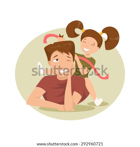 Father and daughter playing together and laughing
