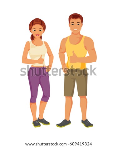 stock vector young man and woman in sportswear healthy and happy people 609419324 Types of Sweets Baby Plans