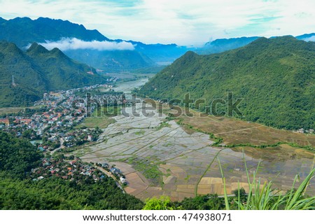 The beauty and landscape MaiChau valley, Hoa Binh province,Vietnam. This is one of the very famous place of rice agriculture, a peaceful valley, a tourist destination, explore, 150km from Hanoi.