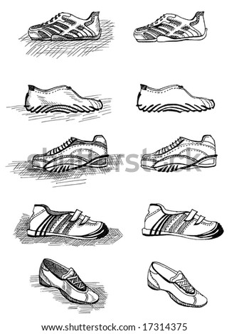 Sport Shoes Sketch Drawing Stock Vector 17314375 - Shutterstock