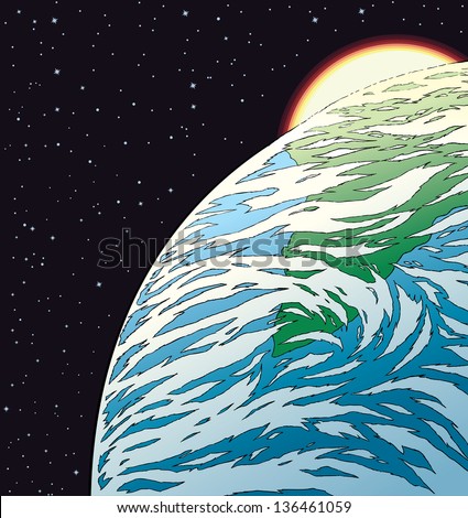 Different Drawings Planet Earth Colour Black Stock Vector 46528483