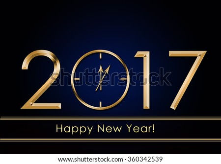 Happy New Year 2017. New Year Clock