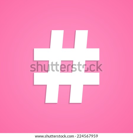 white hashtag icon isolated on pink background. concept of number sign ...