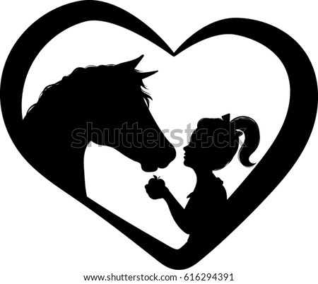 Download Horse Girl Heart Silhouette Vector Illustration Stock ...