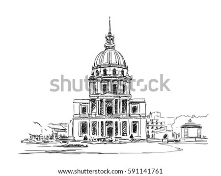 St Paul Cathedral Cityscape View London Stock Vector 145855679 ...