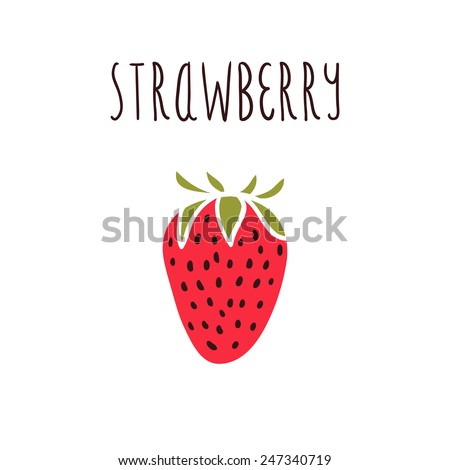 Vector hand drawn isolated strawberry with the inscription
