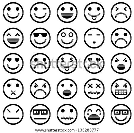 Vector Icons Smiley Faces Stock Vector 133283777 - Shutterstock