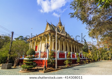 TRA VINH, VIETNAM - APRIL 30, 2016 - Kompông Chrây pagoda called Cave Pagoda, a famous places of Tra Vinh province, Vietnam