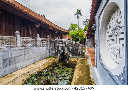 BAC NINH, VIETNAM - JULY 25, 2015 - But Thap pagoda, a grandiose architecture representing high spiritual values of human life