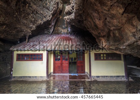 KIEN GIANG, VIETNAM - JULY 08, 2016 - A old temple at Thach Dong (which means Stone Grotto) at Ha Tien Town, Kien Giang province, Vietnam