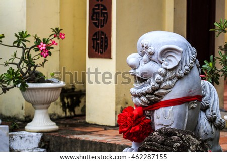 KIEN GIANG, VIETNAM - JULY 08, 2016 - A stone statue at Mac Cuu tomb, located at the foot of Binh San Mountain in Binh San Ward of Ha Tien Town, is highly recommended for who travel to the Kien Giang