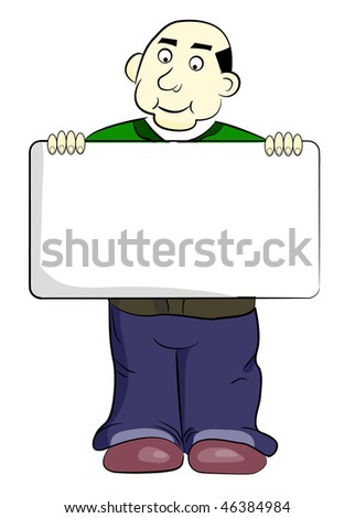 Cute Cartoon Man Holding Blank Sign Stock Vector 46384984 ...